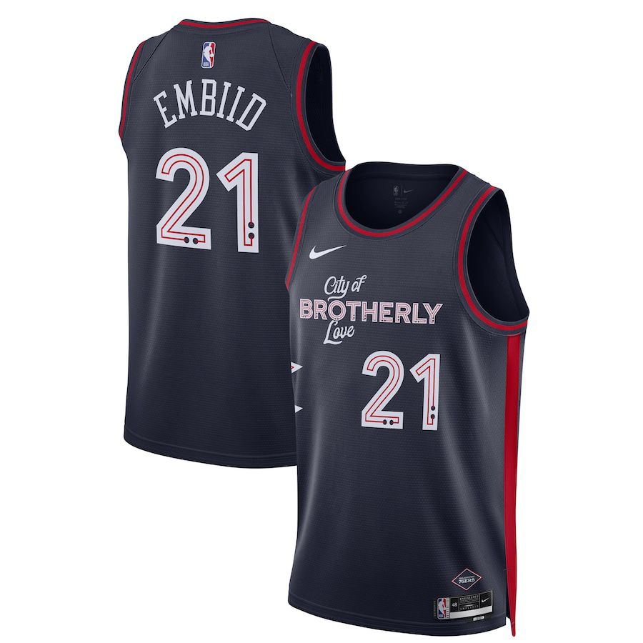 Men Philadelphia 76ers #21 Joel Embiid Nike Navy City Edition 2023-24 Swingman NBA Jersey->customized nba jersey->Custom Jersey